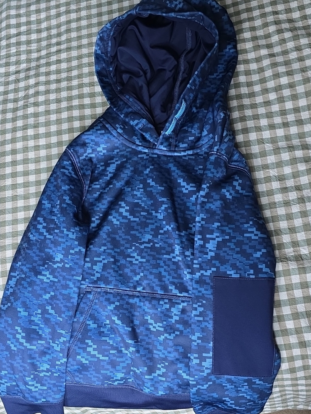Land's End Blue Pixel Camo Hooded Pullover